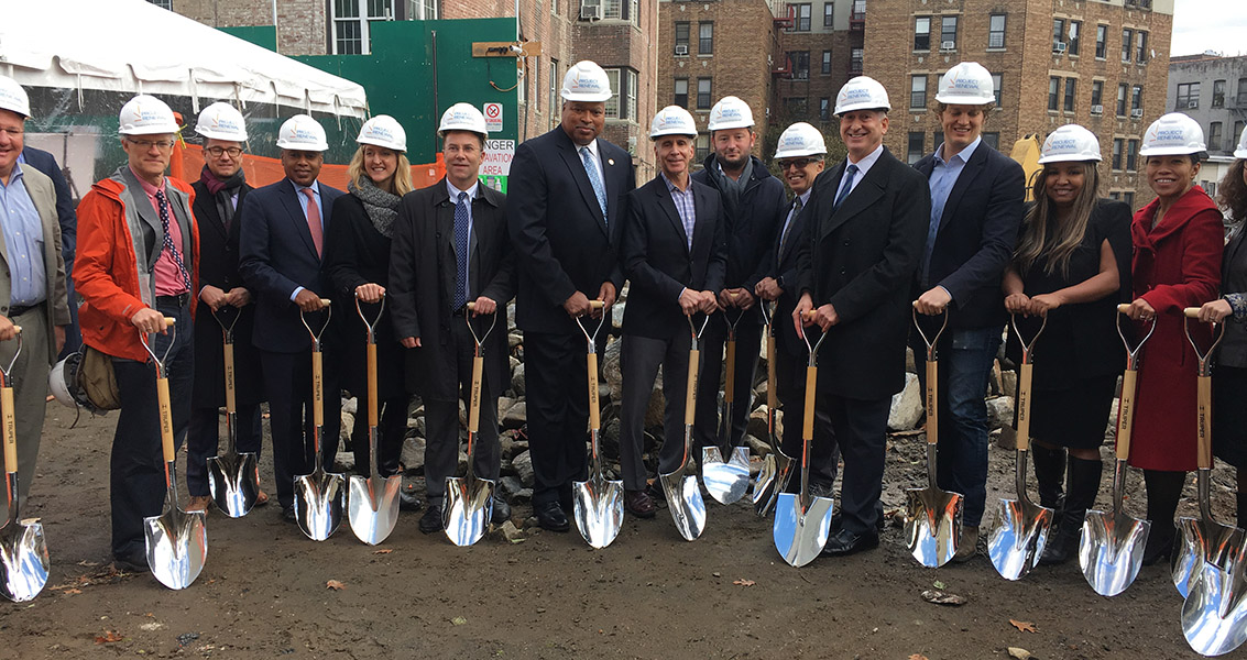 OTDA Commissioner Roberts and others attending groundbreaking ceremony